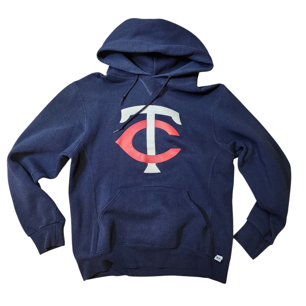 Russell Athletic Navy and Red Logo Hoodie MLB Baseball Minnesota Twins